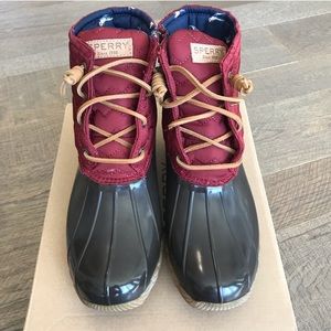 Sperry Women's Quilted Duck Boots - Maroon and Black